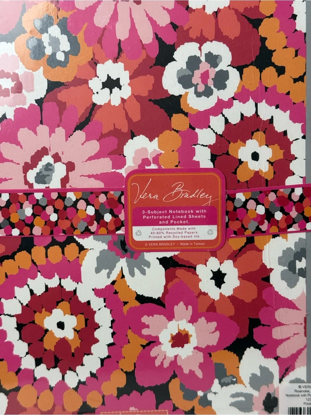 NWT Vera Bradley Pixie Blooms 3-Subject Large Notebook Retired